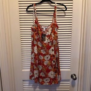 Forever 21 Floral Print Dress - Red and Orange